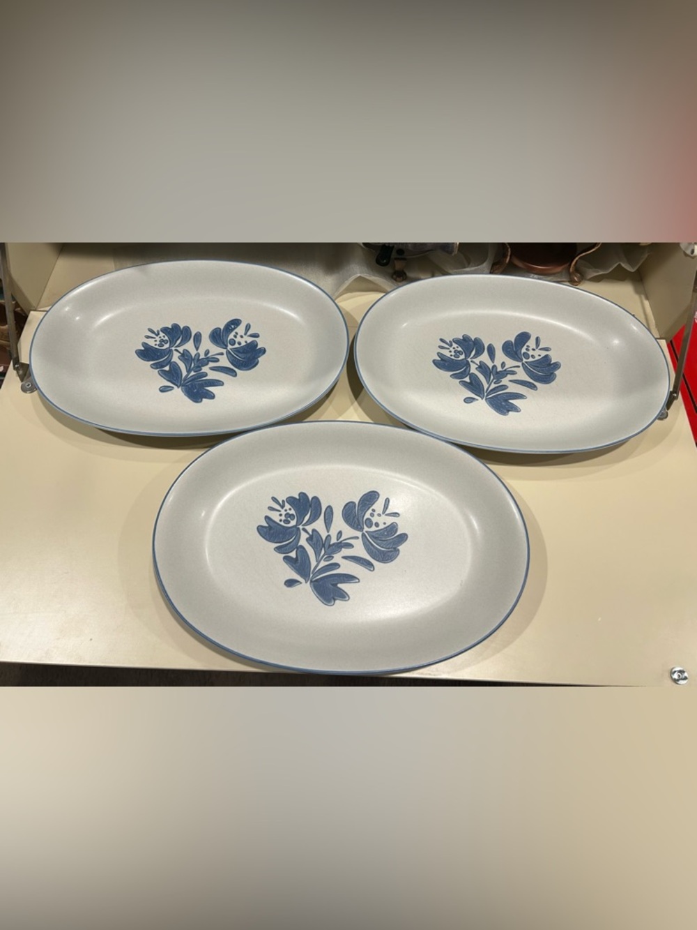Pfaltzgraff Blue Floral Oval Serving Platters (Set of 3)
